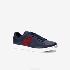 Lacoste adidasi carnaby evo din piele si piele intoarsa 0H6PD41717 bărbați bleumarin și roșu închis 5a5