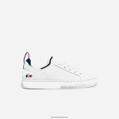 Lacoste adidași tricolori la piquee textil 0H6PD43304 copii alb/marinier și roșu 407