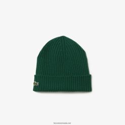 Lacoste beanie din lână striată 0H6PD42229 bărbați verde 132