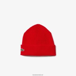 Lacoste beanie din lână striată 0H6PD42241 bărbați roșu 240