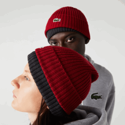 Lacoste beanie din lână striată 0H6PD42275 bărbați bordeaux 476