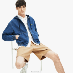 Lacoste bermudă din gabardină de bumbac cu potrivire normală 0H6PD41620 bărbați bej 02s