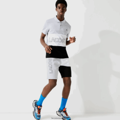 Lacoste bermudă din lână colorblock cu litere 0H6PD41559 bărbați gri chine alb negru p0f