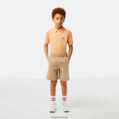 Lacoste bermudă ușoară din gabardină de bumbac 0H6PD43107 băieți bej wu7
