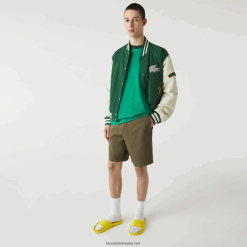Lacoste Bermude din bumbac organic stretch cu fit regulat 0H6PD4437 bărbați verde kaki 316