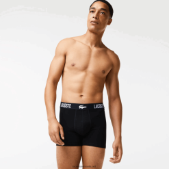 Lacoste Boxer cu crocodil contrast cu marcă, pachet de 3 0H6PD41548 bărbați negru roșu alb tr2