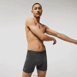 Lacoste Boxer lung din bumbac cu litere în talie, pachet de 3 0H6PD41359 bărbați negru gri chine vfu