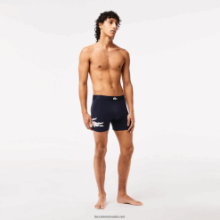 Lacoste Boxer lung din bumbac elastic cu talie de crocodil, pachet de 3 0H6PD41369 bărbați alb gri chine bleumarin bck
