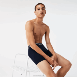 Lacoste Boxer lung din bumbac, pachet de 3 0H6PD41416 bărbați verde rosu bleumarin hy0