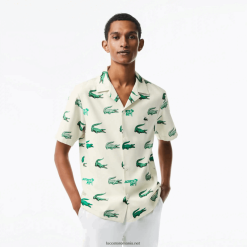 Lacoste cămașă cu mânecă scurtă cu imprimeu golf 0H6PD4473 bărbați alb 70v