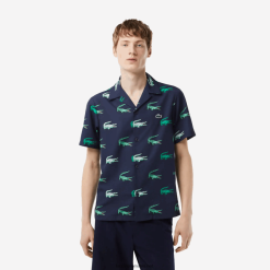 Lacoste cămașă cu mânecă scurtă cu imprimeu golf 0H6PD4474 bărbați bleumarin 166