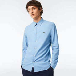 Lacoste cămașă slim fit din bumbac chambray 0H6PD41520 bărbați albastru alb fv2