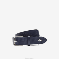 Lacoste centura metalica din piele cusuta crocodil 0H6PD42094 bărbați safir închis b88