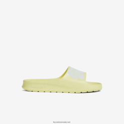 Lacoste Clape cu curea cu logo sintetic croco 2.0 0H6PD42759 femei galben deschis și alb 241