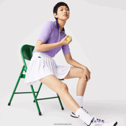 Lacoste Fusta de tenis scurtă plisată încorporată sport 0H6PD42582 femei alb verde 737