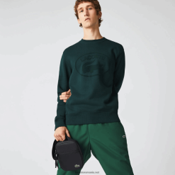 Lacoste Geantă mică, plată, de pânză acoperită cu lcst 0H6PD42018 bărbați negru 000