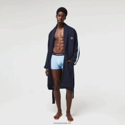 Lacoste halat din bumbac cu ecusoane texturate de inspirație sportivă 0H6PD41401 bărbați bleumarin 166