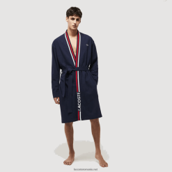 Lacoste halat tricolor din bumbac piqué 0H6PD41571 bărbați bleumarin 166