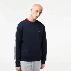 Lacoste hanorac de flanel cu dungi cu logo cu potrivire clasică 0H6PD4291 bărbați bleumarin 166