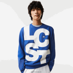 Lacoste hanorac din bumbac cu inscripție în contrast cu potrivire clasică 0H6PD41042 bărbați albastru k1q