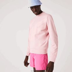 Lacoste hanorac din fleece din bumbac organic cu decolteu 0H6PD41074 bărbați roz hcq