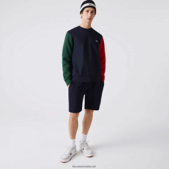 Lacoste hanorac din fleece periat 0H6PD41097 bărbați bleumarin verde rosu 4xn
