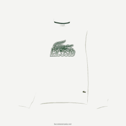 Lacoste hanorac din lână neperiat cu gât rotund 0H6PD4302 bărbați alb 70v