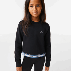 Lacoste hanorac scurt cu bandă imprimată 0H6PD43206 fetelor negru 031