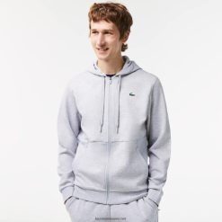Lacoste hanorac sport cu panouri din plasă 0H6PD41018 bărbați chine gri deschis 9ya
