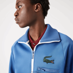 Lacoste jachetă cu fermoar cu guler ridicat de crocodil 0H6PD41203 bărbați albastru hn8
