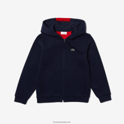 Lacoste jachetă fleece cu fermoar de marcă 0H6PD43253 băieți bleumarin roșu k1h