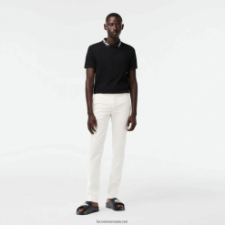 Lacoste noi pantaloni clasici slim fit din bumbac elastic 0H6PD41550 bărbați alb 70v