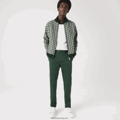 Lacoste noi pantaloni clasici slim fit din bumbac elastic 0H6PD41655 bărbați verde 5hx