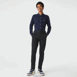 Lacoste noi pantaloni clasici slim fit din bumbac elastic 0H6PD4477 bărbați negru 031