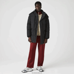 Lacoste palton lung puf cu glugă detașabilă 0H6PD41317 bărbați negru 031