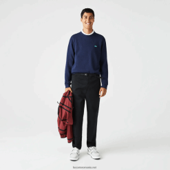 Lacoste pantaloni chino din gabardină din bumbac organic 0H6PD41587 bărbați negru 031