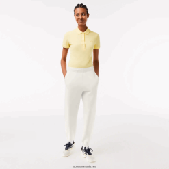Lacoste pantaloni de jogging din bumbac amestecat 0H6PD42551 femei alb 70v