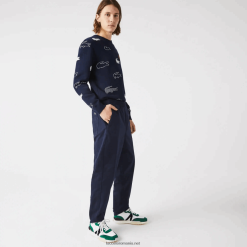 Lacoste pantaloni de jogging din bumbac elastic 0H6PD41164 bărbați bleumarin 166