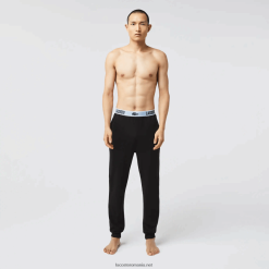 Lacoste pantaloni de pijama cu imprimeu crocodil cu talie de marcă 0H6PD41523 bărbați negru 031