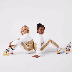 Lacoste pantaloni de sport cu bandă de contrast 0H6PD43224 copii alb bej wn5