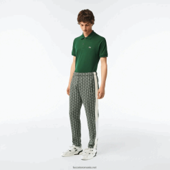 Lacoste pantaloni de sport cu imprimeu monogramă 0H6PD4279 bărbați verde bej 7m4