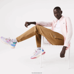 Lacoste pantaloni de sport din lână, cu tăiere conică 0H6PD41025 bărbați maro z0w