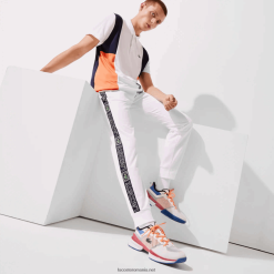 Lacoste pantaloni de trening cu benzi marca sport 0H6PD41120 bărbați alb portocaliu bleumarin asr