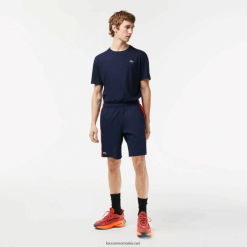 Lacoste pantaloni scurți de tenis din poliester reciclat 0H6PD4426 bărbați bleumarin roșu portocaliu xii