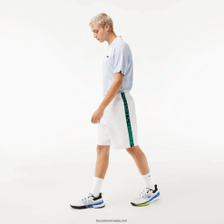 Lacoste pantaloni scurți de tenis din tafta sport 0H6PD41333 bărbați alb 001