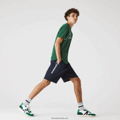 Lacoste pantaloni scurți din amestec de lână din bumbac cu benzi de marcă 0H6PD41538 bărbați bleumarin 166