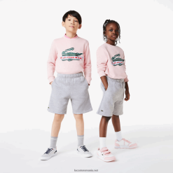 Lacoste pantaloni scurți din fleece din bumbac periat organic 0H6PD43101 copii grey chine cca