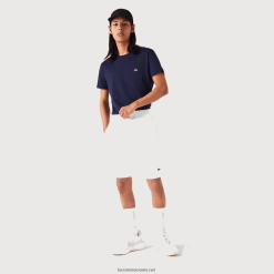 Lacoste pantaloni scurți din fleece din bumbac periat organic 0H6PD4415 bărbați alb 001