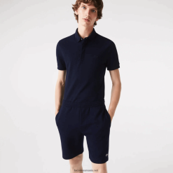 Lacoste pantaloni scurți din fleece din bumbac periat organic 0H6PD4417 bărbați bleumarin 166