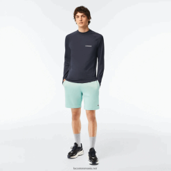 Lacoste pantaloni scurți din fleece din bumbac periat organic 0H6PD4475 bărbați mentă lgf